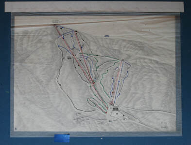 1992 illustration for trail map of SUGARBUSH Mt. Ellen with information overlay by Gary Milliken