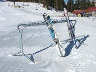 The ten foot ski and snowboard rack from Perpetual Products.
