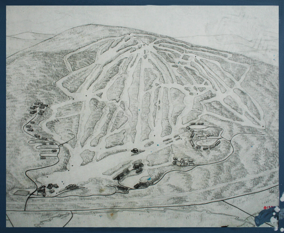1991 pencil sketch master for Okemo Mountain trail map by Gary Milliken.