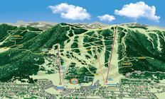 VistaMap trail map of Snow King Mountain Resort, provides resort guests with wayfinding and navigation information for both Winter and Summer activities. Copyright 2014 Gary Milliken / VistaMap