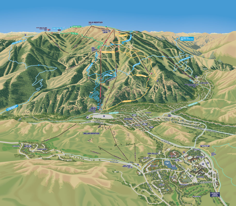 ​VistaMap new Summer map conversion for Sun Valley, Idaho, copyright 2019 by Gary Milliken, VistaMap